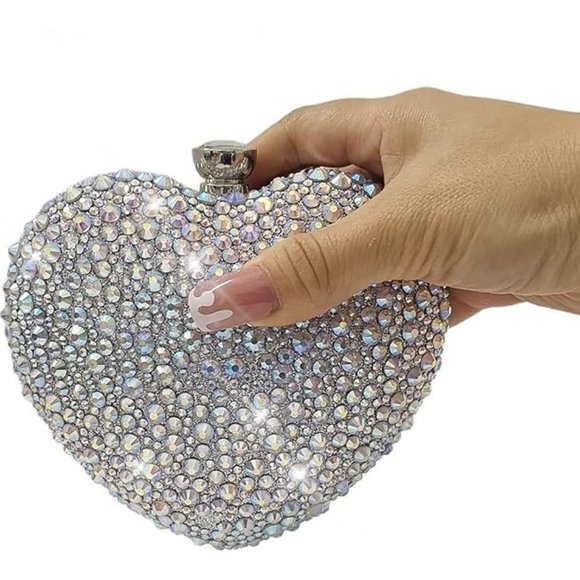 NEW Sparkling Bling Swarovski Crystal Rhinestone Valentine Heart Purse +… - Picture 3 of 16